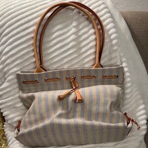 Dooney & Bourke Striped Tan and Cream Tote Bag